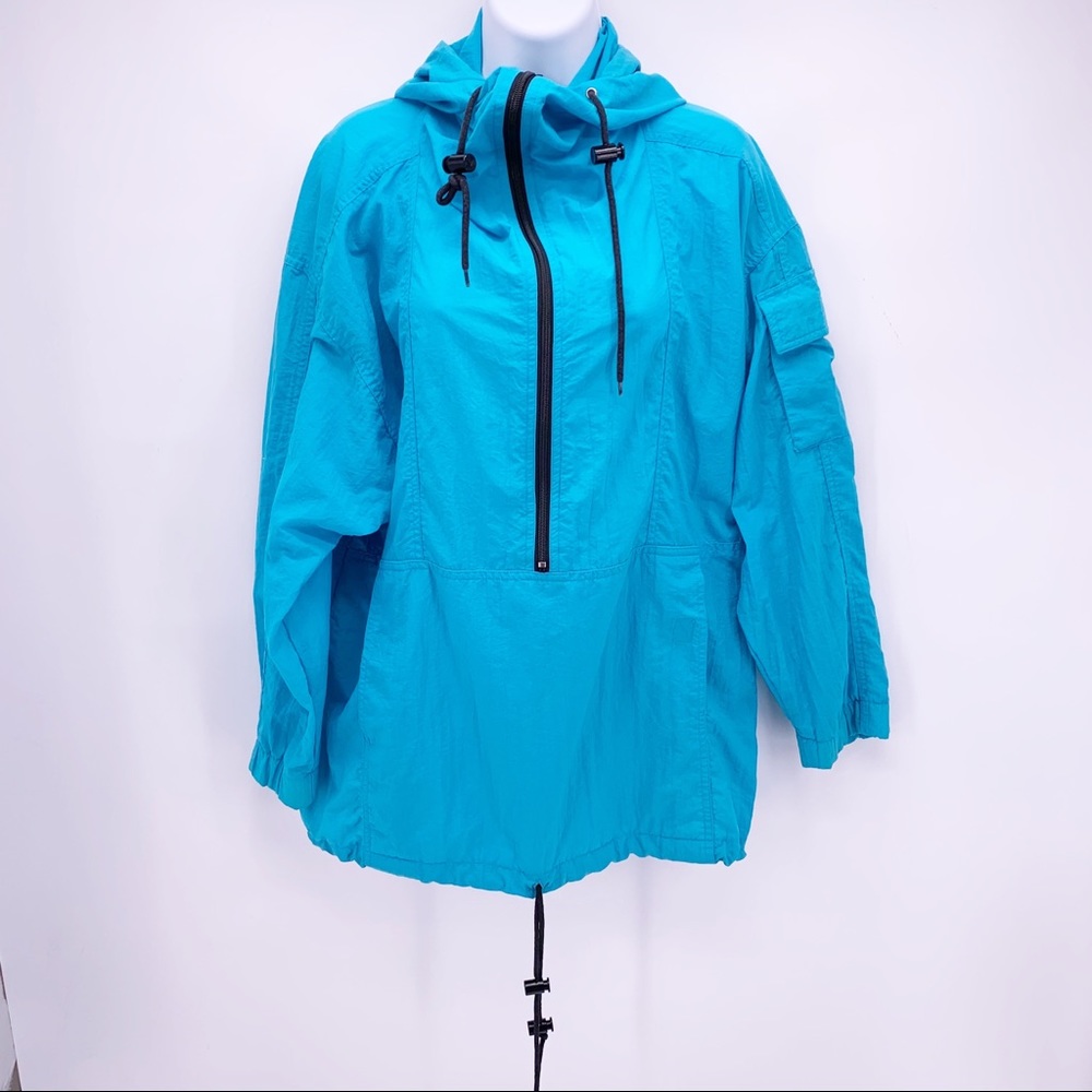 VINTAGE 1/2 Zip Hooded Windbreaker Jacket Sz S